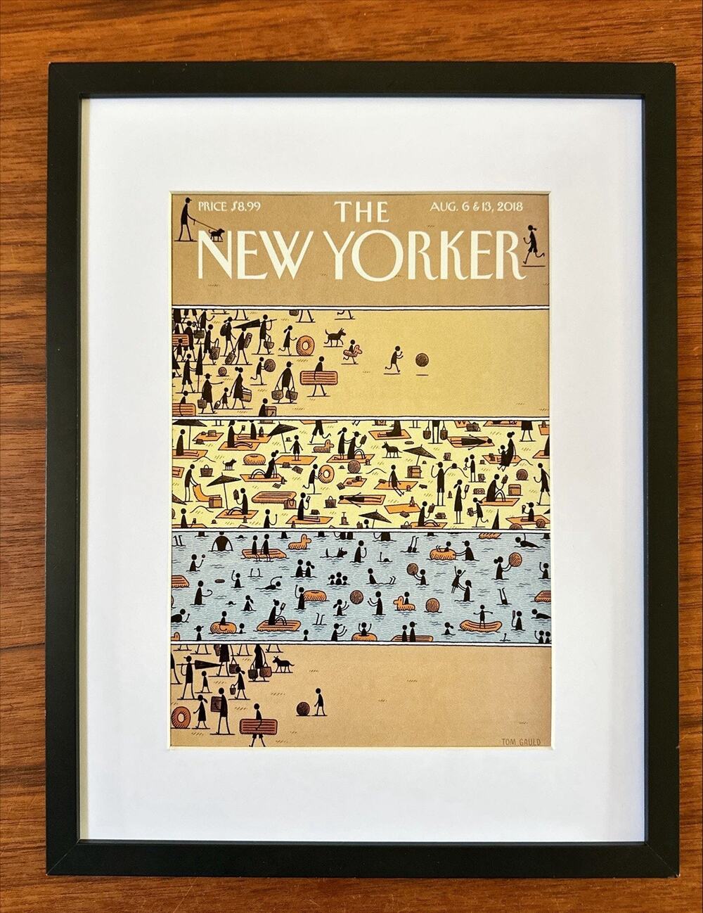 Framed 2018 New Yorker Magazine Aug 6 & 13 On the Beach Tom Gauld